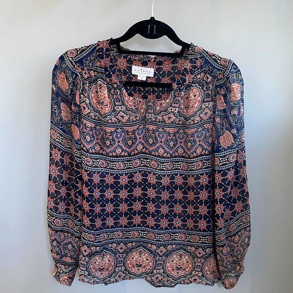 Anthropologie (Velvet, by Graham Spencer) Peasant Blouse (Sz XS) Multicolour